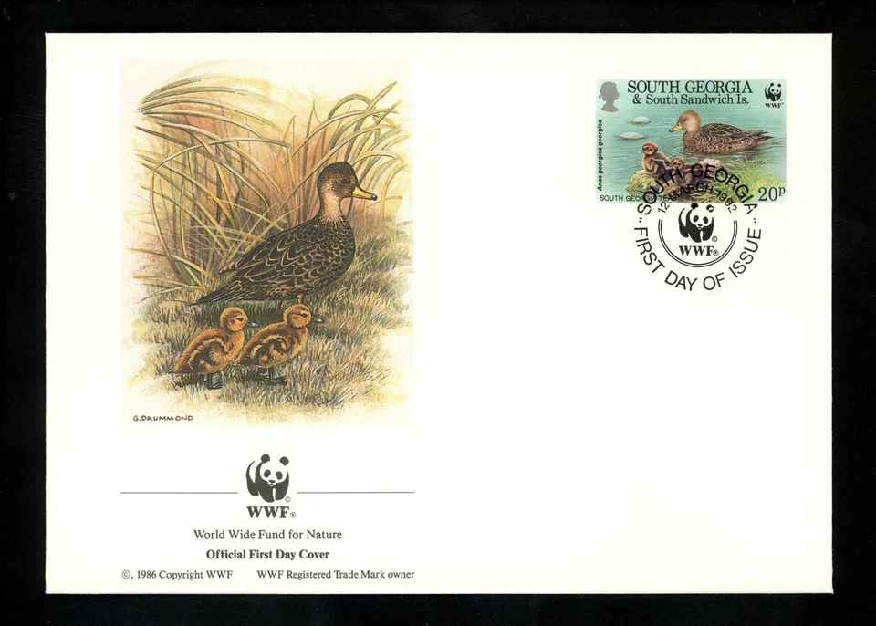 Postal History South Georgia #162-165 FDC WWF Teal Bird Animal 1992 Juego de 4 * Foto 3 de 4