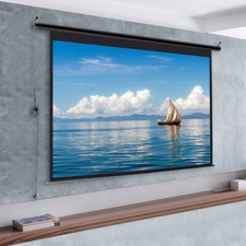 60-120" Electric / Manual Pull-Down Projector Screen 4:3 White Matte Home Cinema