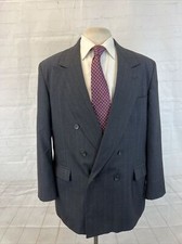 Vintage Haggar Men's Gray Stripe Double Breasted Blazer 44R 295 USA