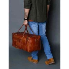 New Brown 24 Leather Travel Luggage Weekend G...