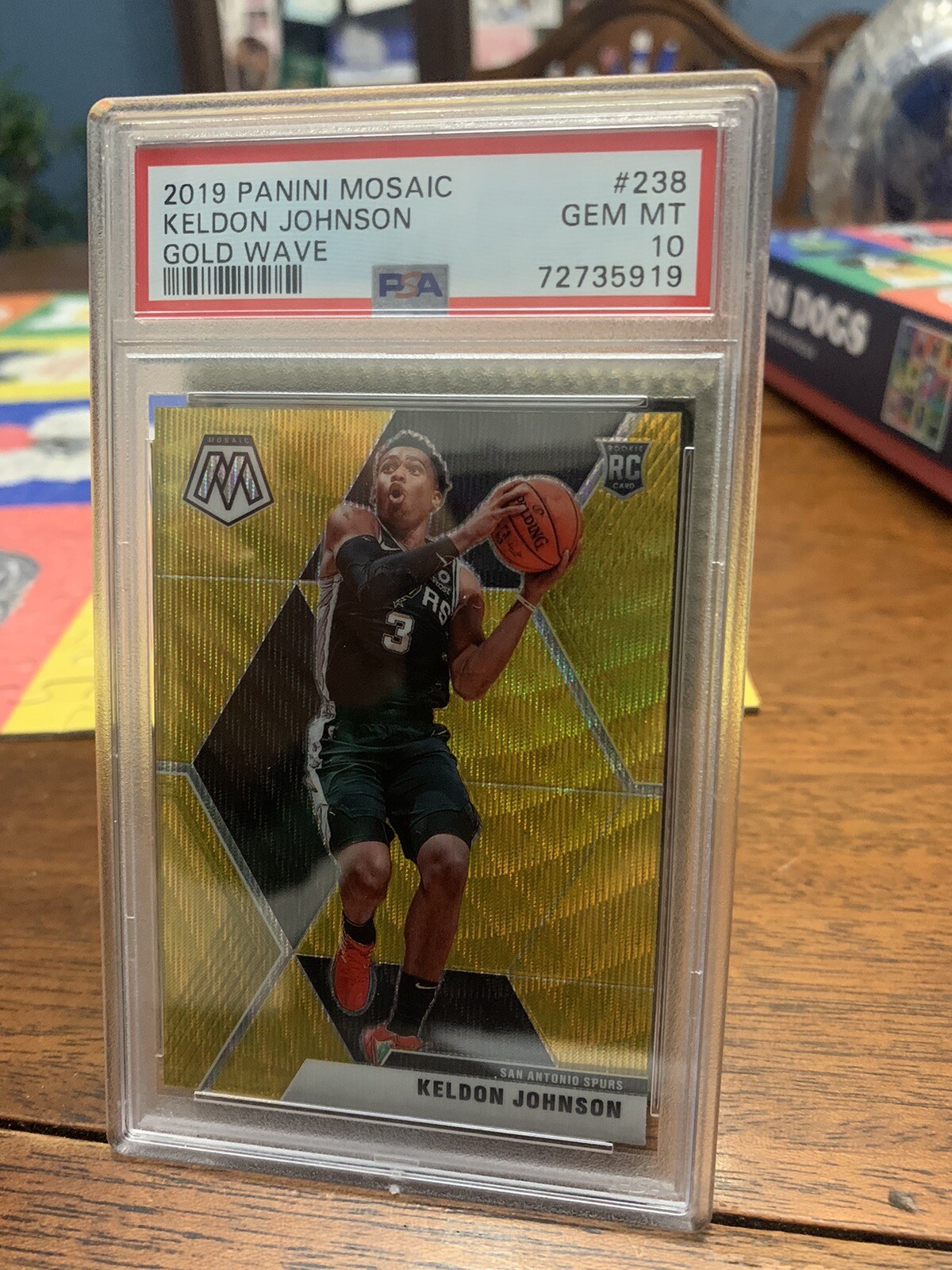 2019 Mosaic #238 Keldon Johnson RC Gold Wave Prizm PSA 10 Pop 30 Rookie