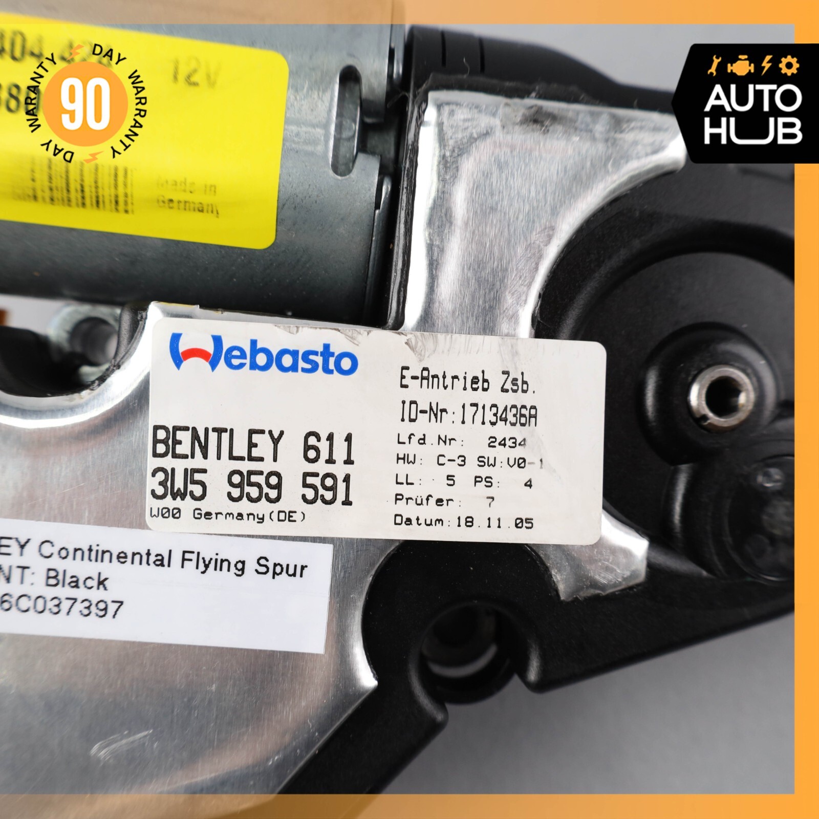 06-18 Bentley Continental Flying Spur Sunroof Sun Roof Motor Left Side OEM