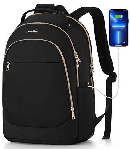 Women's Anti-Theft 15.6 Inch Laptop Backpack with USB Charging