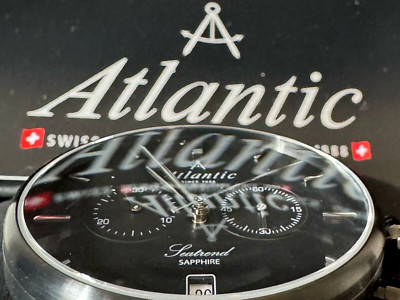Original Atlantic Seatrend Black Sapphire Luxury Watch For Men w/ Milanese Loop