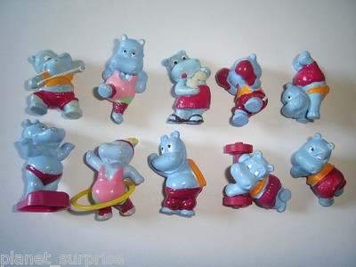 KINDER SURPRISE SET - HIPPOPOTAMI HAPPY HIPPOS AT THE GYM EUROPE 1993 - FIGURES