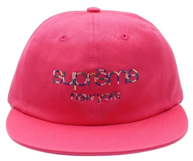 Supreme Multicolor Twill Classic Logo 6 Panel Cap Hat Pink SS17