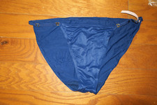 L    VICTORIA'S SECRET    SUPER SOFT    SATIN PANTIES STRING BIKINI    NEW BLUE