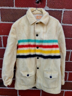 Vintage Wool Rainbow Jacket Made from Genuine HUDSONS BAY 4Point Blanket Fabric