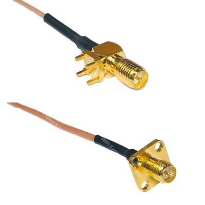 RG178 RP-SMA Female PCB Tall to RP-SMA Female Flange Coax RF Cable USA-Ship