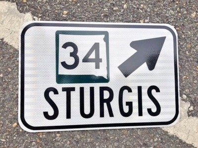 STURGIS SOUTH DAKOTA HIGHWAY 34 road sign 12''x18'' - DOT style - Motorcycle Rally