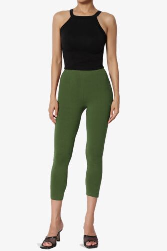 TheMogan S~3X Luxe Stretch Cotton Elastic Waist Mid Rise Cropped Capri Leggings - Picture 14 of 122