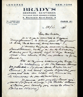 PARIS (III°) LONDON & NEW YORK / CONFECTION BRADY'S ''Georges SAINTIGNON'' en1946