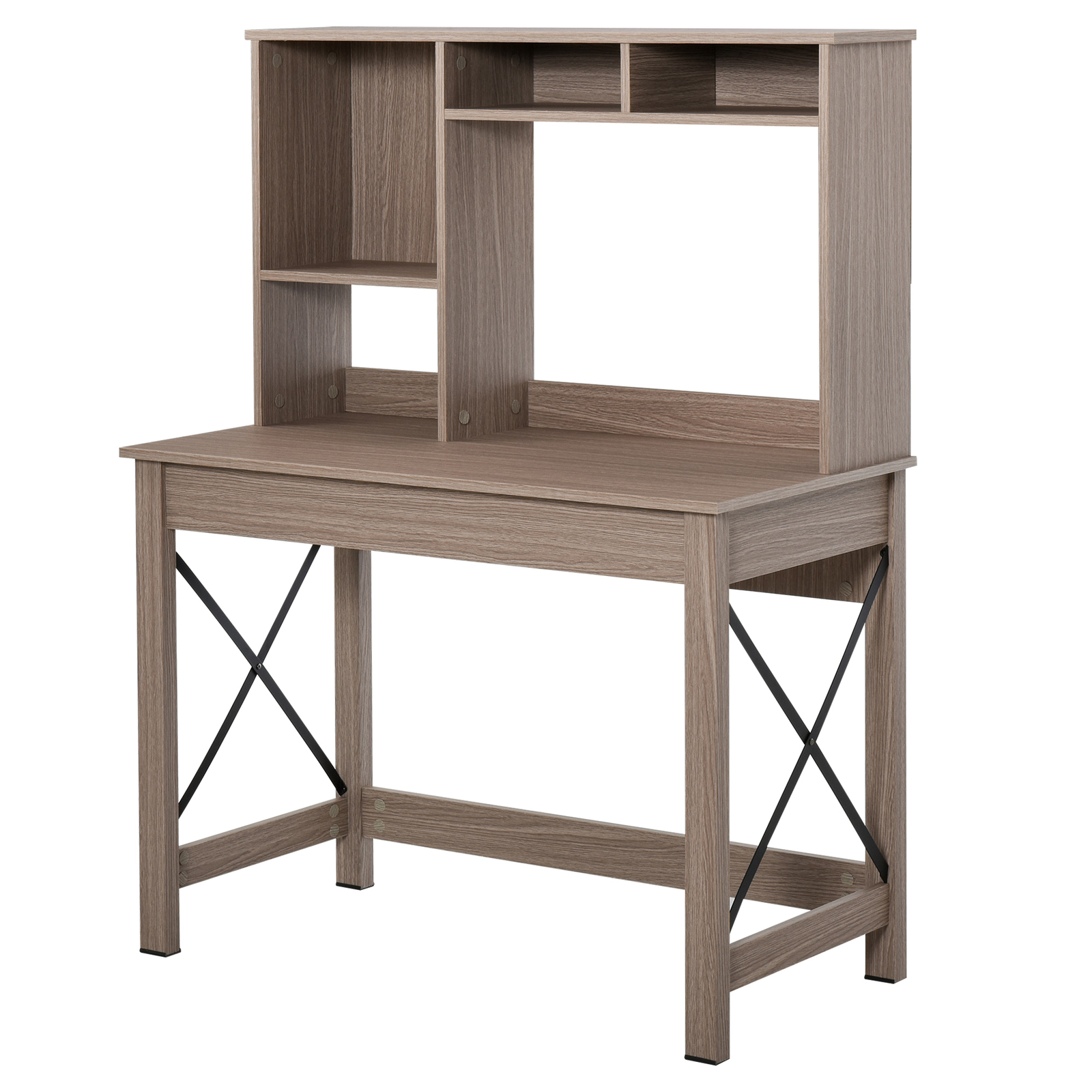 HOMCOM Scrivania Salvaspazio con Scaffale Libreria Sopra in Legno