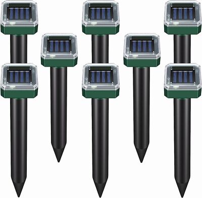 8 pack Solar Power Ultrasonic Repellent Mice Gopher Mole Pest Snake Repeller New