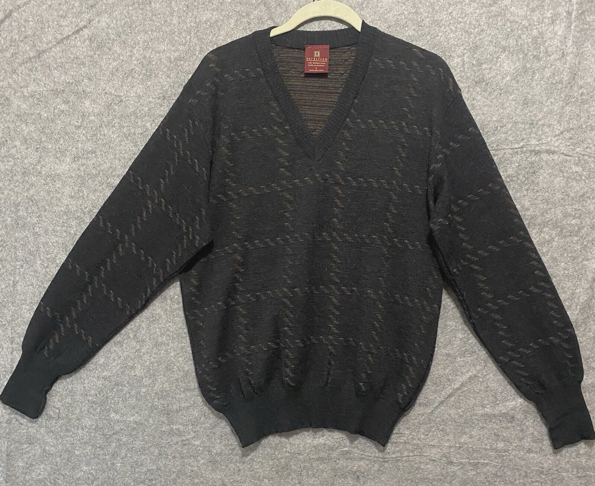 Nordstrom Merino Wool Sweater Mens Sz L Black Pullover V Neck