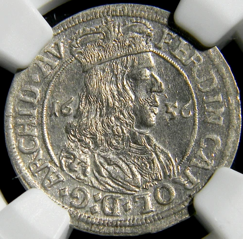 Austria 1656 3 Kreuzer - Hall - Silver Coin NGC AU 58  (03-8)