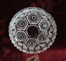 Vintage Crystal Cut Clear Glass Ashtray w/Sawtooth Edge - Made in Italy - VGUC