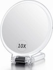 Hand Mirror with Handle 10X/1X, Double Sided Magnifying Make up Mirror with Hand