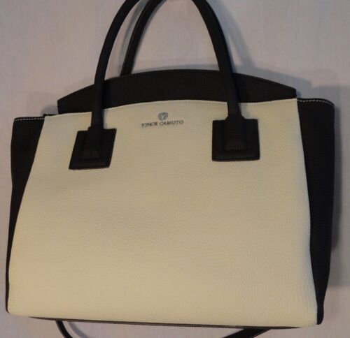 Cartera Estilo Vince Camuto Negro y Crema Nuevo Cuero Auténtico - Imagen 2 de 5