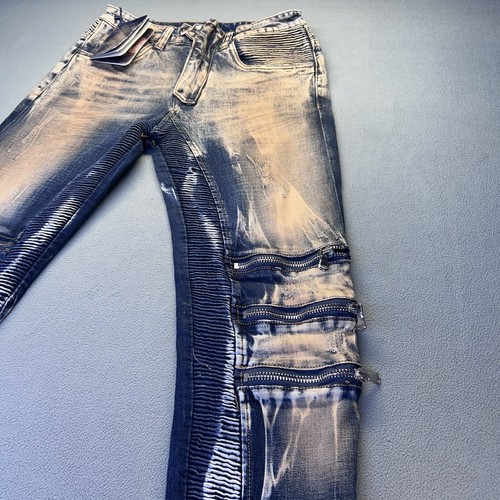 Damati Herren Motto Jeans 30X32 Blau Distressed Acid Wash 90’s Hip Hop Urban Wear - Bild 4 von 20