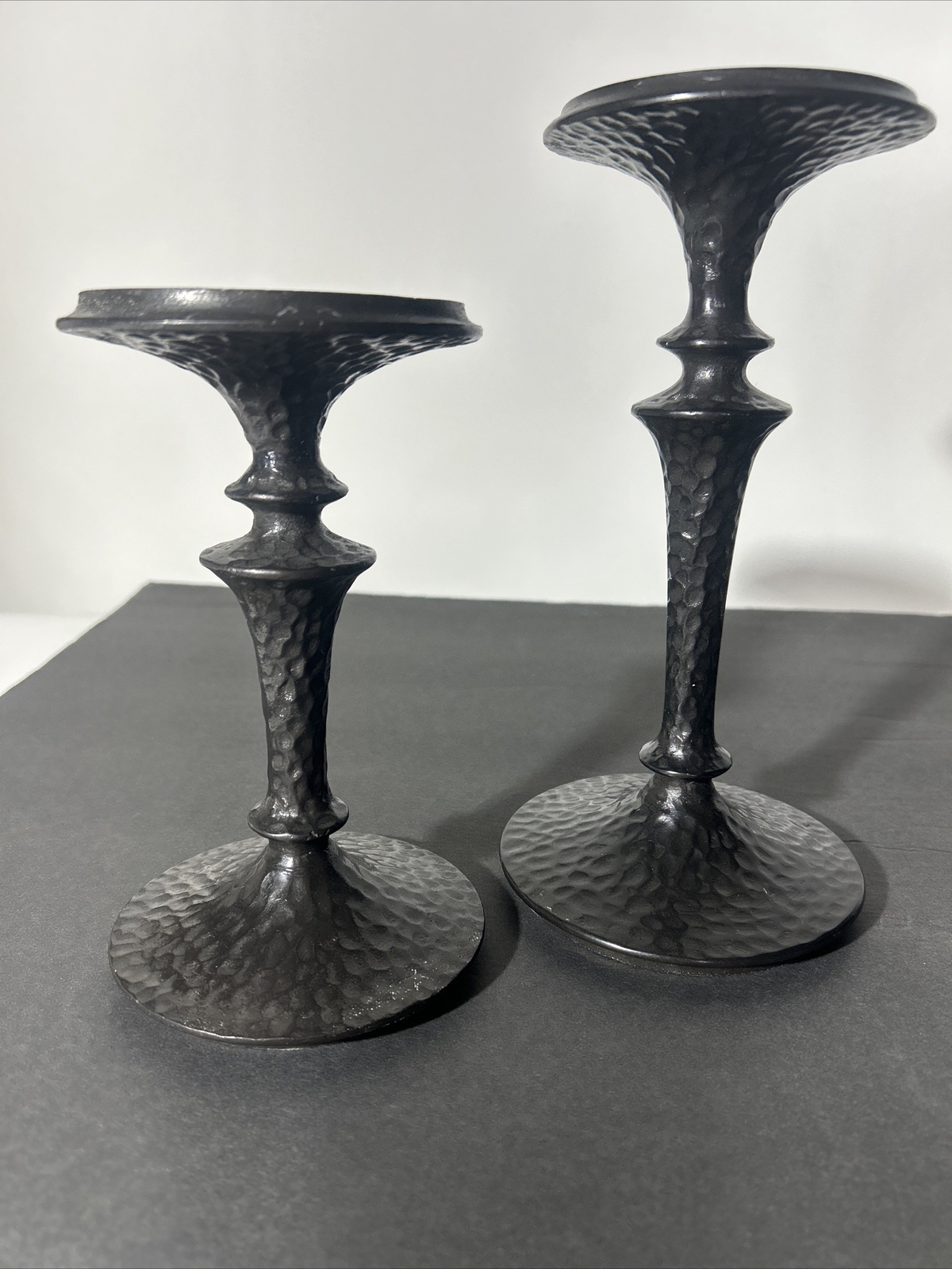 Pottery Barn Seville Pillar Candle Holders, Set of 2, Hammered Bronze