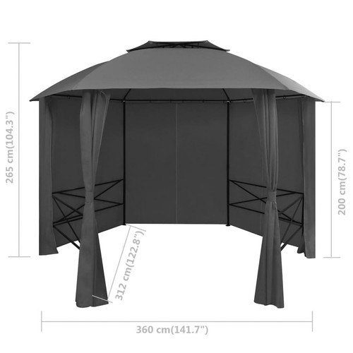 NNEVL Garden Marquee Pavilion Tent with Curtains Hexagonal 360x265 cm - Picture 7 of 7