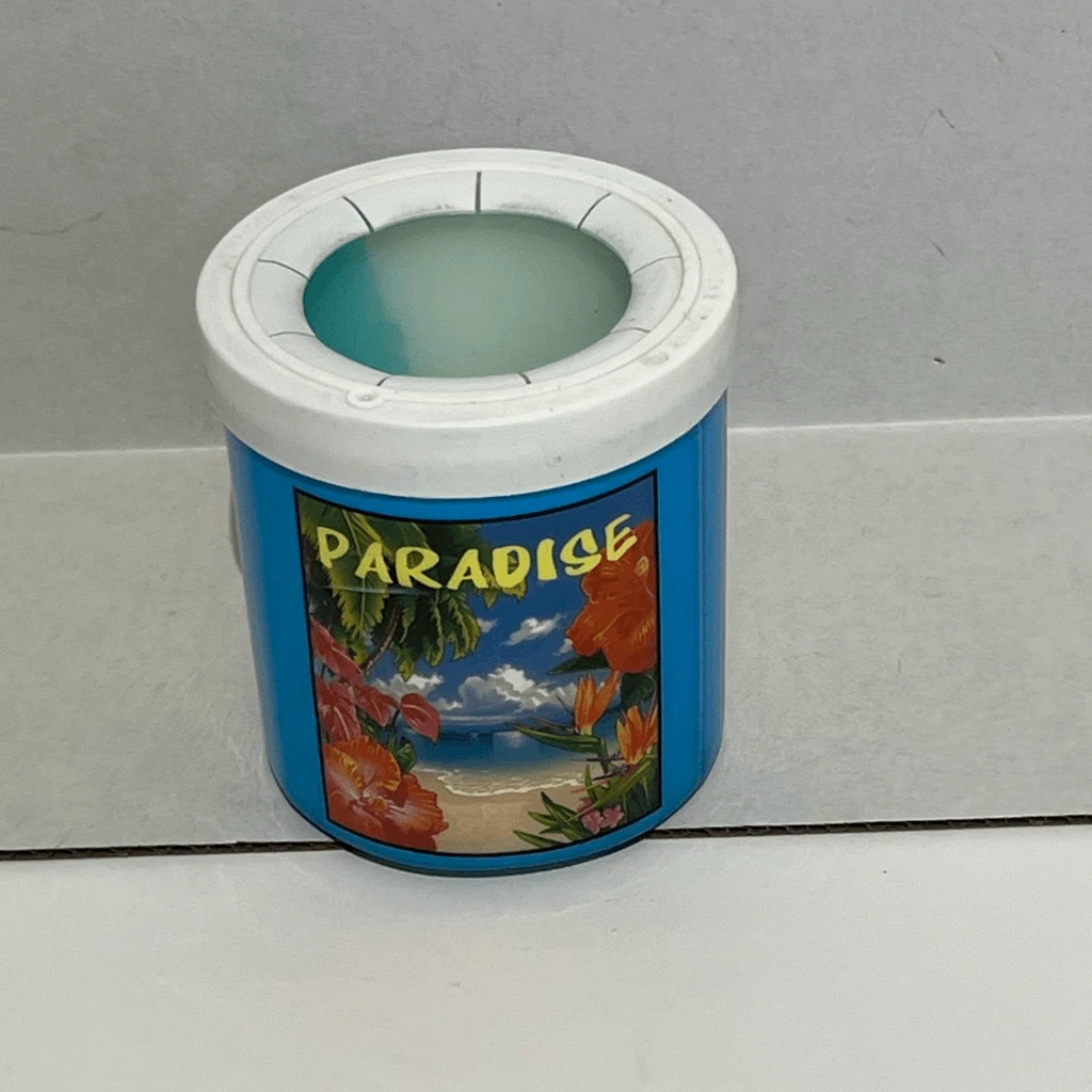 Vintage The Fridge Blue Paradise Tropical Scene Freezable Drink Cooler Koozie