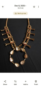 VINTAGE NATIVE AMERICAN NAVAJO SQUASH BLOSSOM NECKLACE STERLING AND MOTHER PEARL