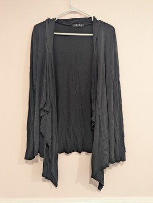 Urban Coco Women's Open Front Waterfall Light Cardigan Black Charcoal Sz XXL
