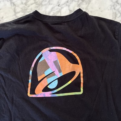 Taco Bell Mens V-Neck Shirt Staff Employee Uniform Black Size Large Color Logo