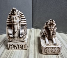 EXQUISITE EGYPTIAN HANDMADE SPHINX AND BUST FIGURES