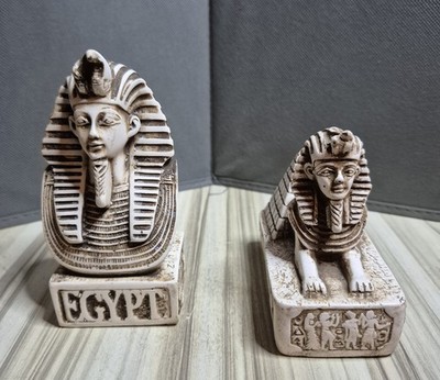 EXQUISITE EGYPTIAN HANDMADE SPHINX AND BUST FIGURES