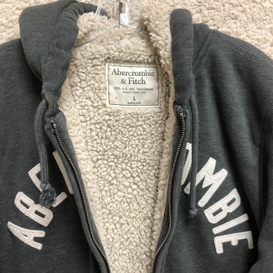 Abercrombie Fitch Sudadera con Capucha Grande Adulto Sherpa Forrada Cremallera Completa Sudadera Para Mujer L Foto 4 de 4
