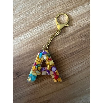 Acrylic  A  with Speckled Gem Keychains