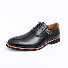 Men's Classic Leather Formal Business Oxford Wingtip Lace Up Retro Dress Shoes