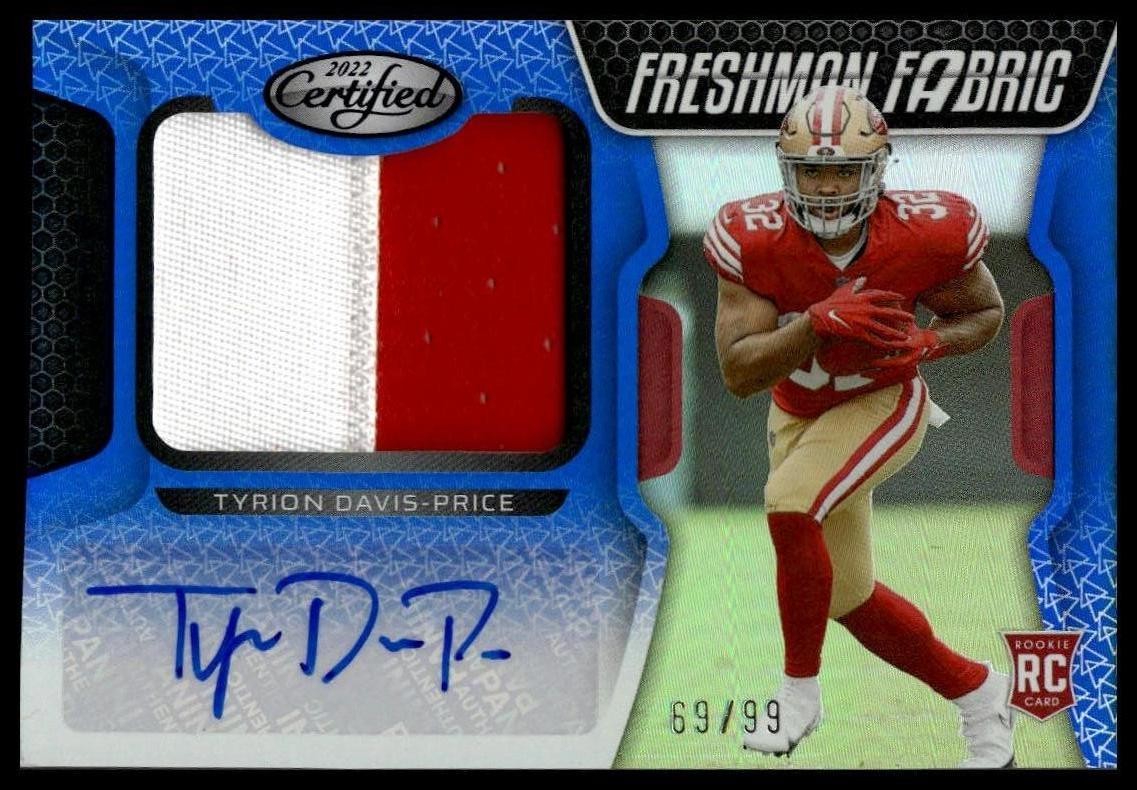2022 Panini Certified #222 Tyrion Davis-Price Mirror Blue #/99 AU SN, MEM