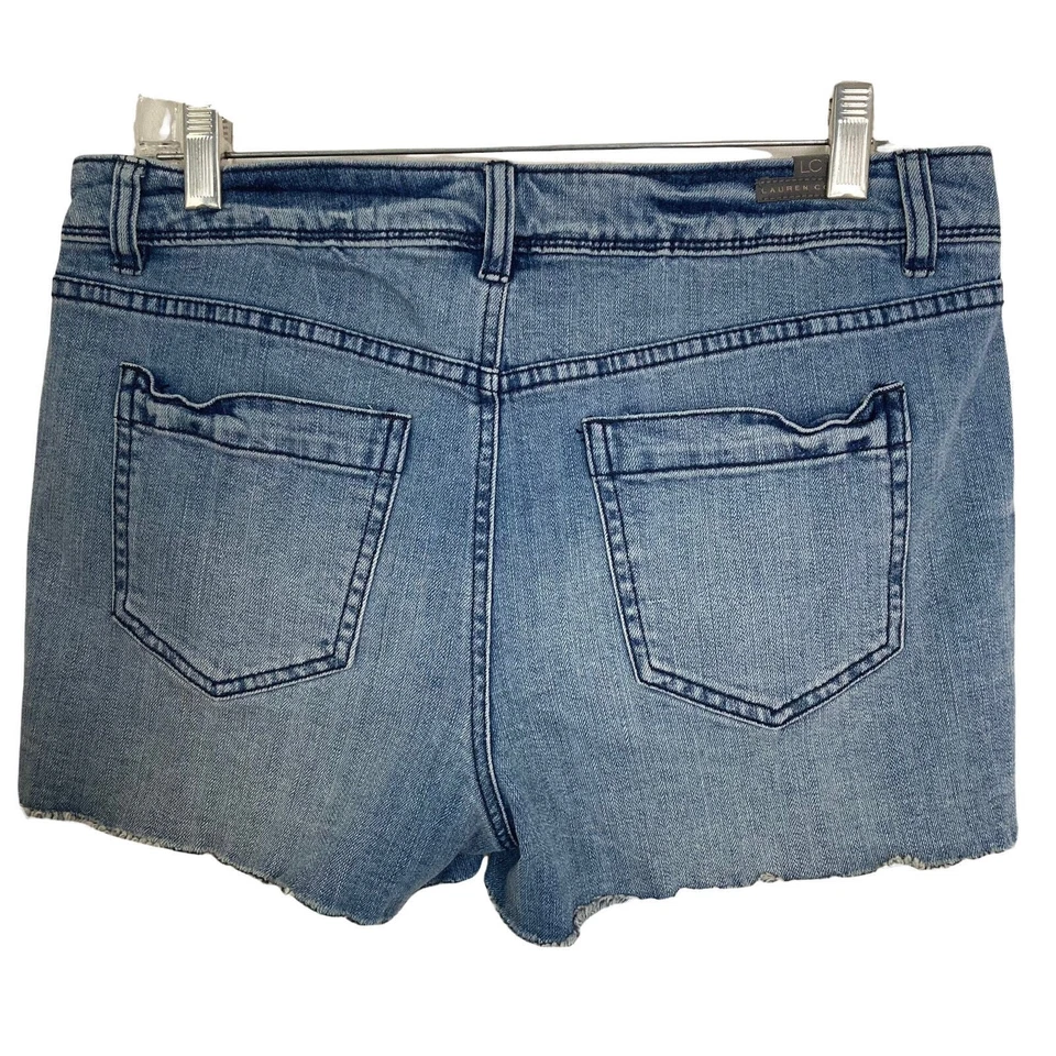 Pantalones Cortos LC Lauren Conrad Para Mujer 10 Denim Lavado Medio Corte Azul  Foto 2 de 4