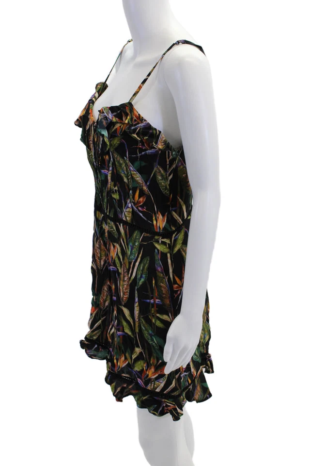 Mameluco sin mangas con estampado de hojas multicolor talla mediana Deby Debo para mujer Foto 2 de 4