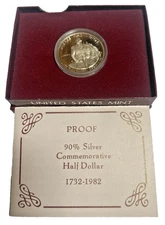 1982-S Silver George Washington 250th Anniversary PROOF 90% Half W/COA.FREE S/H