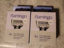 Flamingo Pubic Women's Razor Blade Refills 5-Blade Cartridges 2 x 4 Packs
