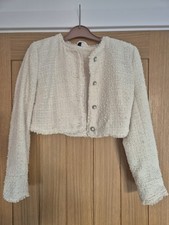 H&M Cream Pearl Cropped Blazer