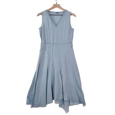 Elie Tahari Light Blue V-Neck Sleeveless Asymmetrical Handkerchief Hem Dress 2