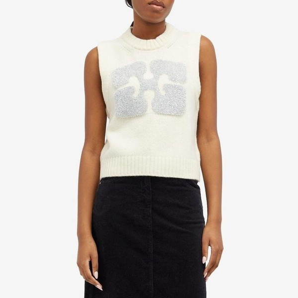 Women Ganni Vest White Polyamide 38 / M / 46