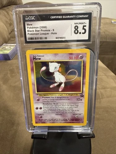 Mew Holo #9 Black Star Movie Promo 2000 Pokemon League Swirl 💫 CGC 8.5