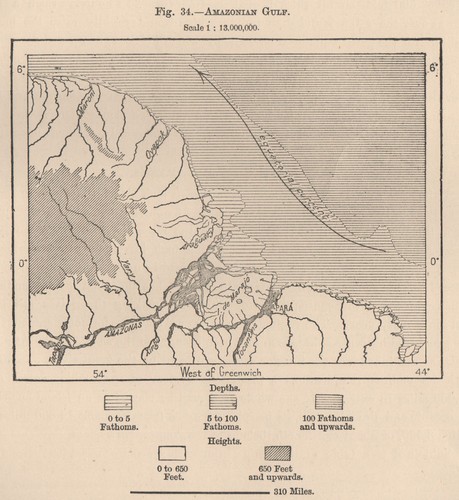 Amazonian Gulf. Brazil. Amazonia 1885 old antique vintage map plan chart