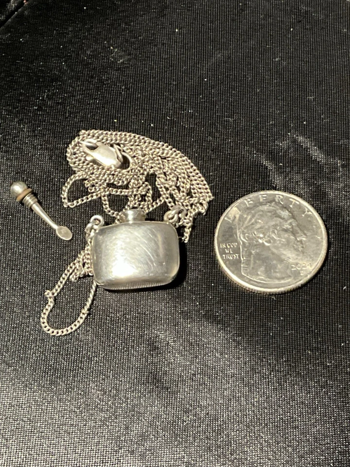 🔥 DE COLECCIÓN AVEDA PLATA ESTERLINA PERFUME BOTELLA TABACO COLGANTE FIRMADO CADENA 925 Foto 4 de 4