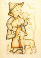 B341 Arte por MI Hummel Niños Niño El Pequeño Pastor Cordero Postal