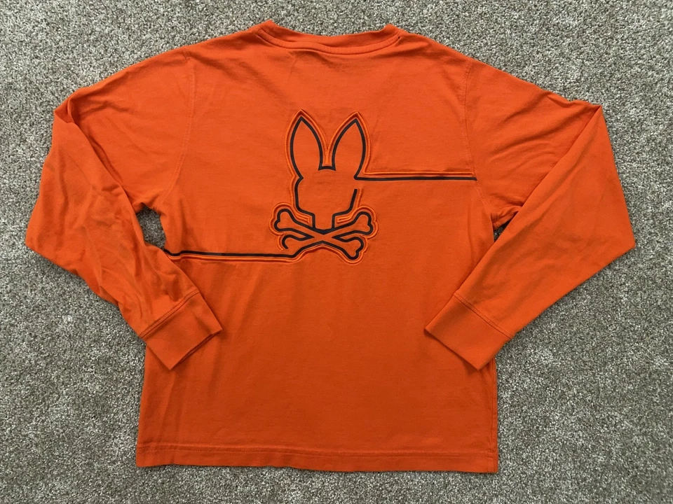 Psycho Bunny Shirt Youth Medium 10-12 Orange Crewneck Long Sleeve Graphic Tee - Image 2 of 4