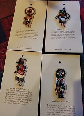  Four New Native American Indian Kachina Embroidered Appliqué 