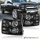 Pair For 2007-2013 Chevy Silverado 1500 2500HD Black Housing Headlights LH & RH
